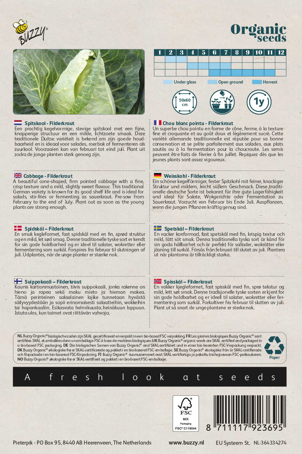 Buzzy® Organic Pointe white cabbage Filderkraut (BIO)