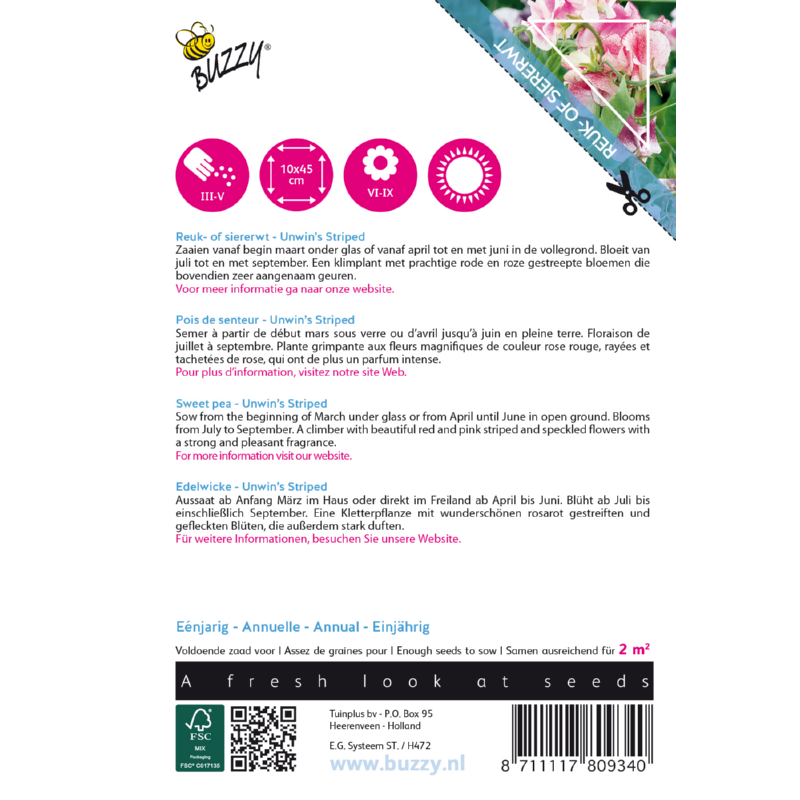 Buzzy® Climbing Flowers, Lathyrus Unwin's Striped