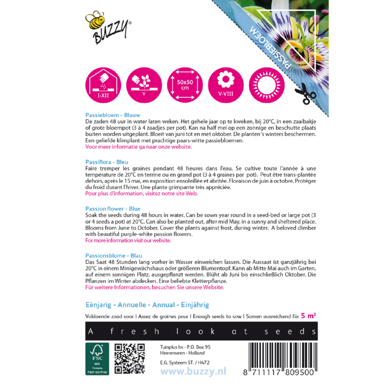Buzzy® Climbing Flowers, Passion flower Blue