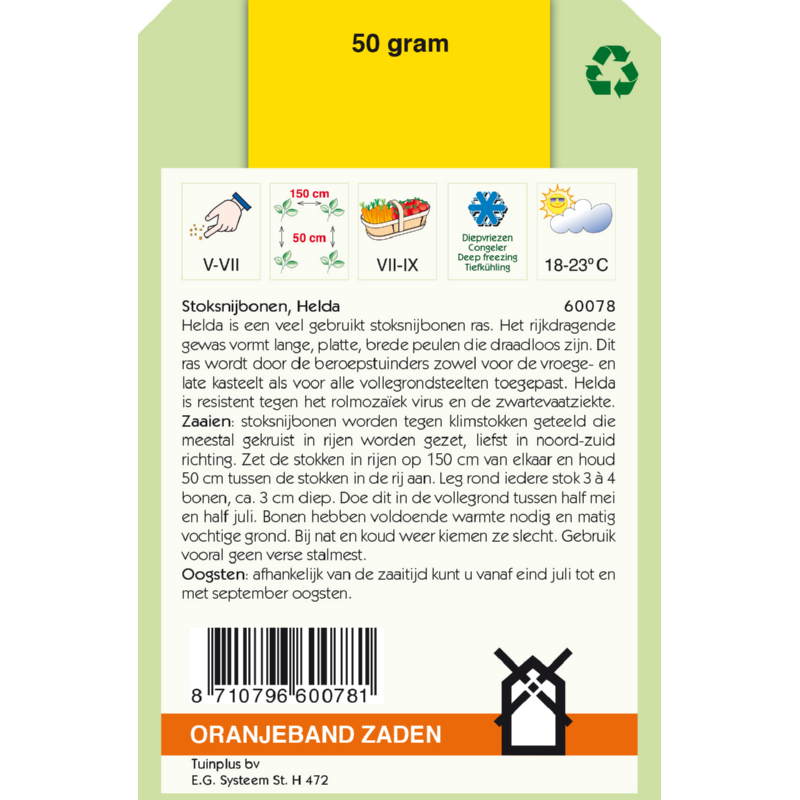 OBZ Stoksnijbonen Helda, 50g