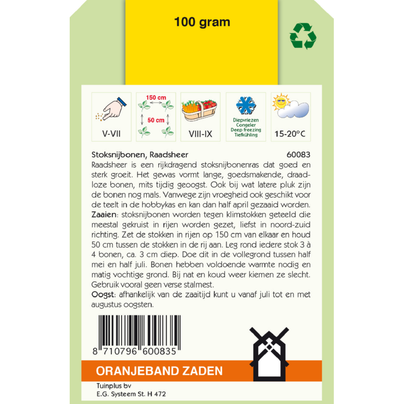 OBZ Stoksnijbonen Raadsheer, 100g