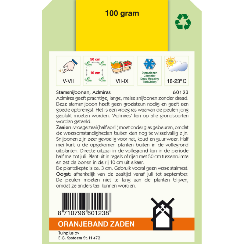 Oranjeband® Dwarf Beans Admires flat podded, 100g