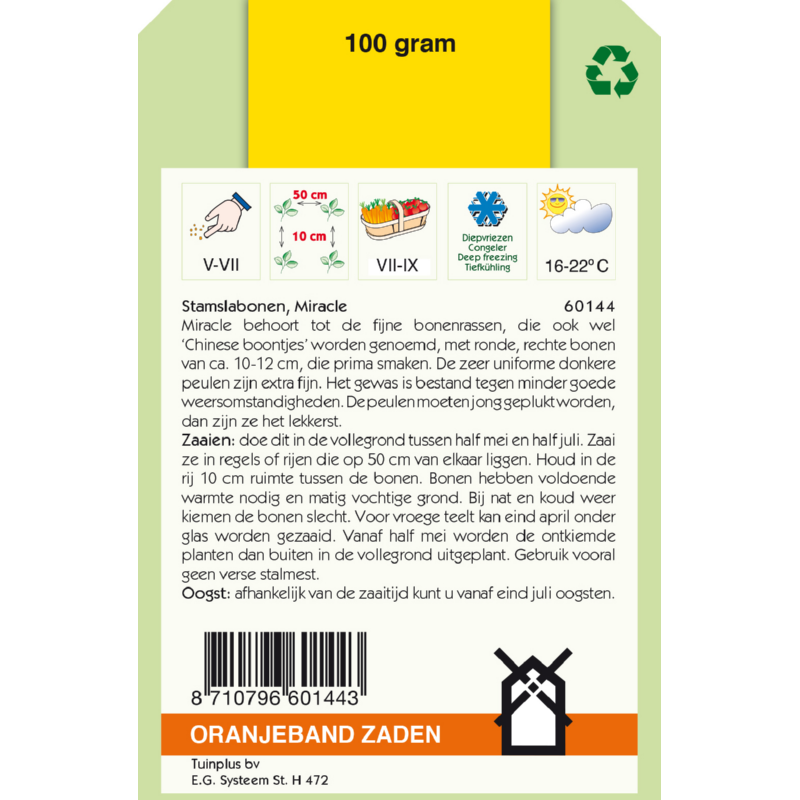 Oranjeband® Dwarf French Beans Miracle, 100g