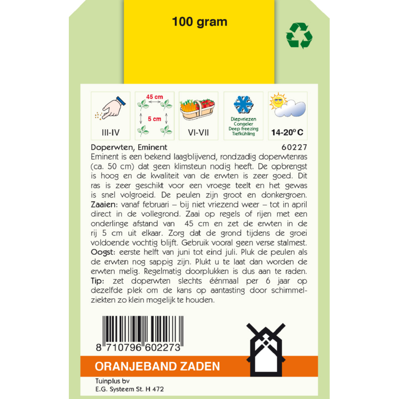 OBZ Doperwten Eminent, 100g