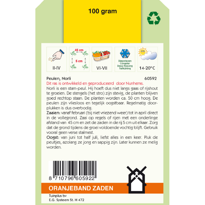 Oranjeband® Sugar Peas Dwarf Sweet Green (Norli)