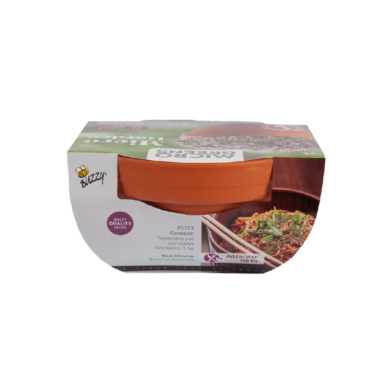 Buzzy® Microgreens terracotta dish Rode mizuna