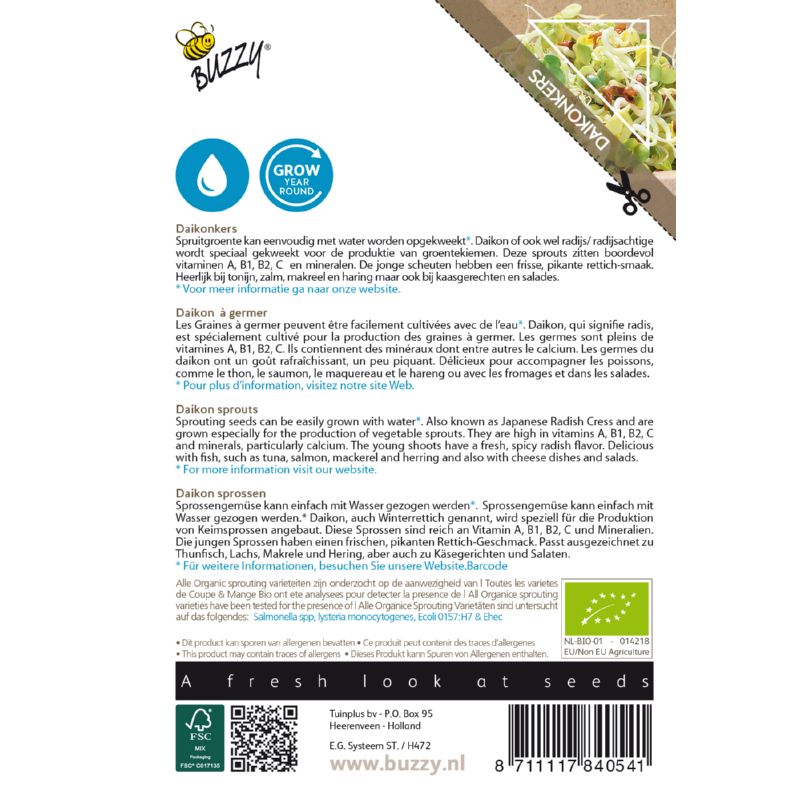 Buzzy® Organic Sprouting Daikonkers  (BIO)