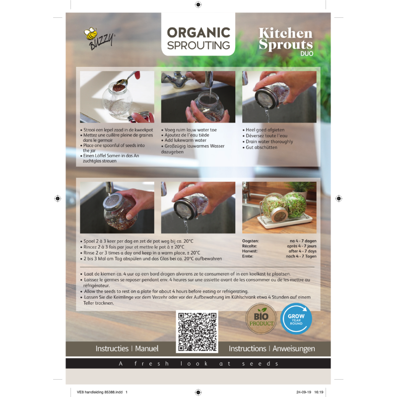 Buzzy® Organic Keimsprossen Duo Sprossenglas mit Samen