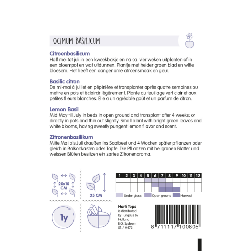 Horti Tops® Lemon Basil Ocimum Basilicum Citriodorum