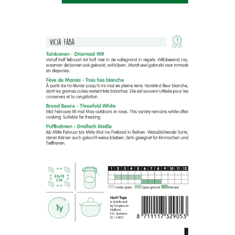 HT Tuinbonen Driemaal Wit, 20g