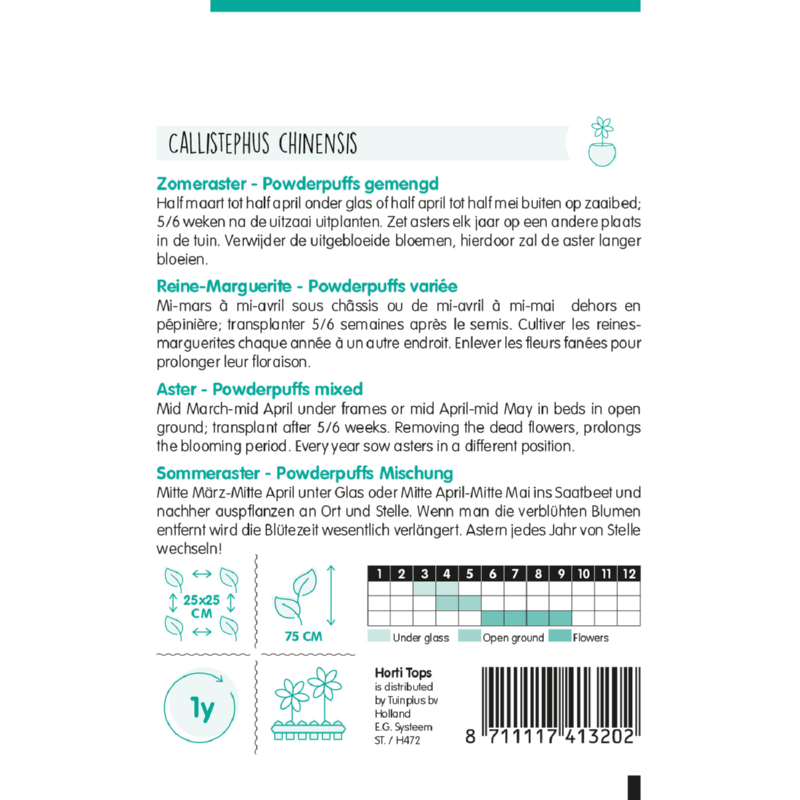 HT Callistephus, Zomeraster Powderpuff gemengd