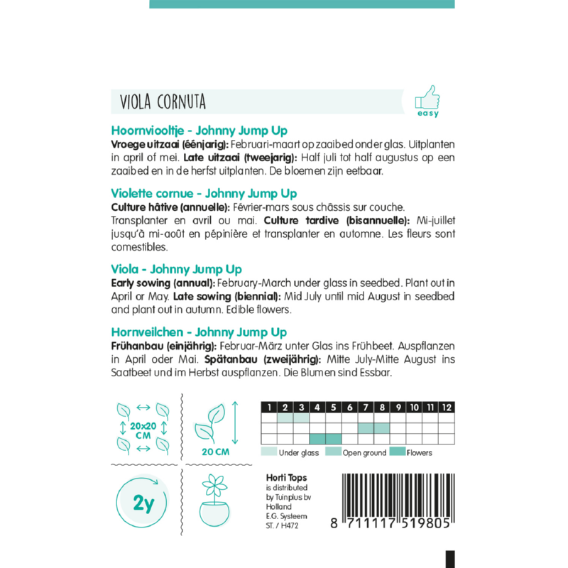 Horti Tops® Viola Cornuta Johnny Jump Up (Helen Mount)