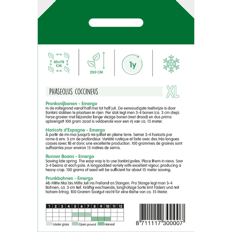 Runner Beans Emergo White, 100g