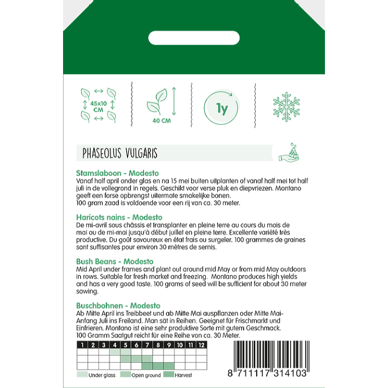 Dw.Fr.Beans Modesto Gr. Podded, 100g