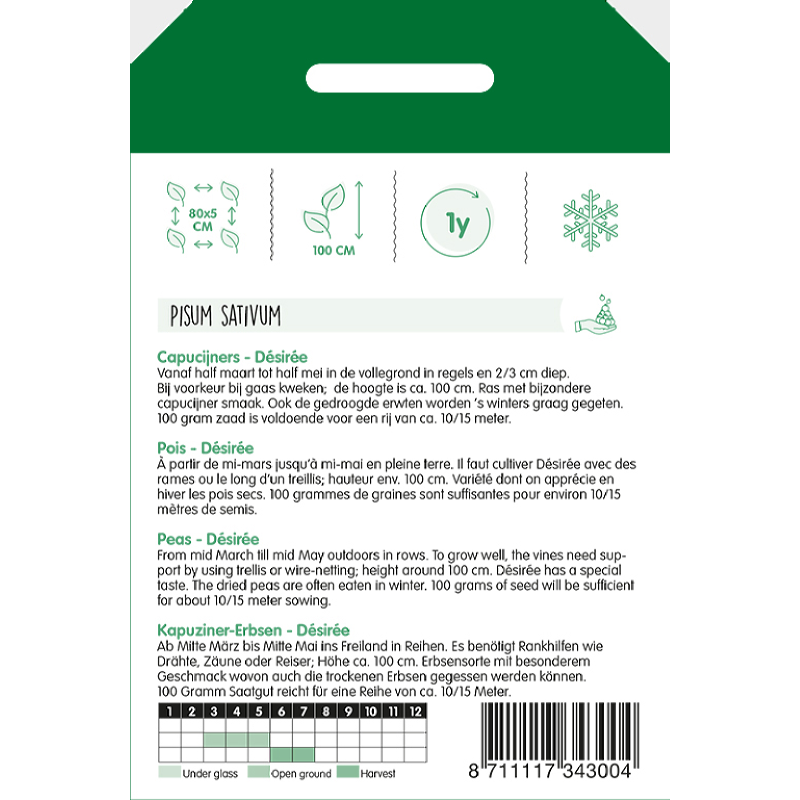 Peas Desiree, Dwarf Type Blauwschok, 100g