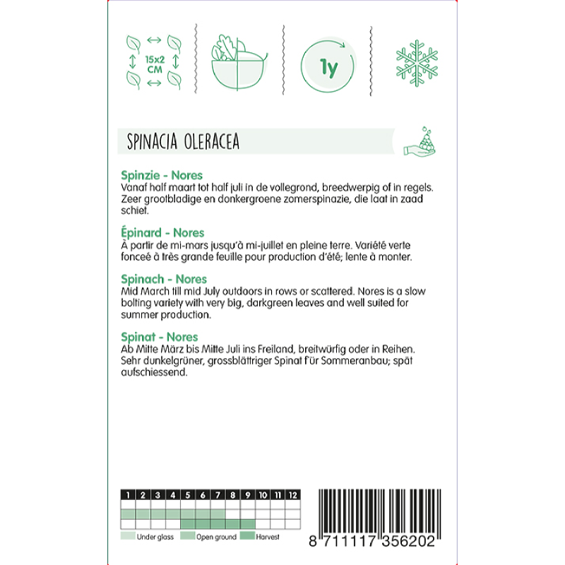 Spinach Nores (Viking) Round Seeded, 100g