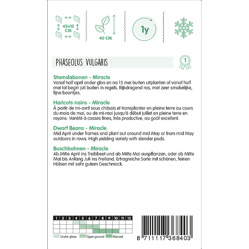 Dwarf French Beans Miracle, 250g