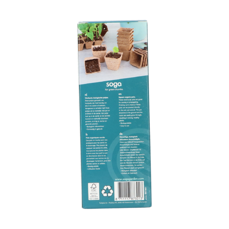 SOGO Biodegradable pots square 6cm 10pcs