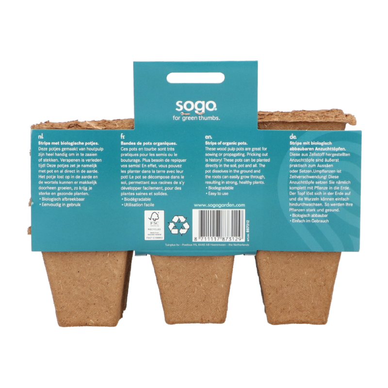 SOGO Biodegradable pots 6x6cm 5 strips à 6pc