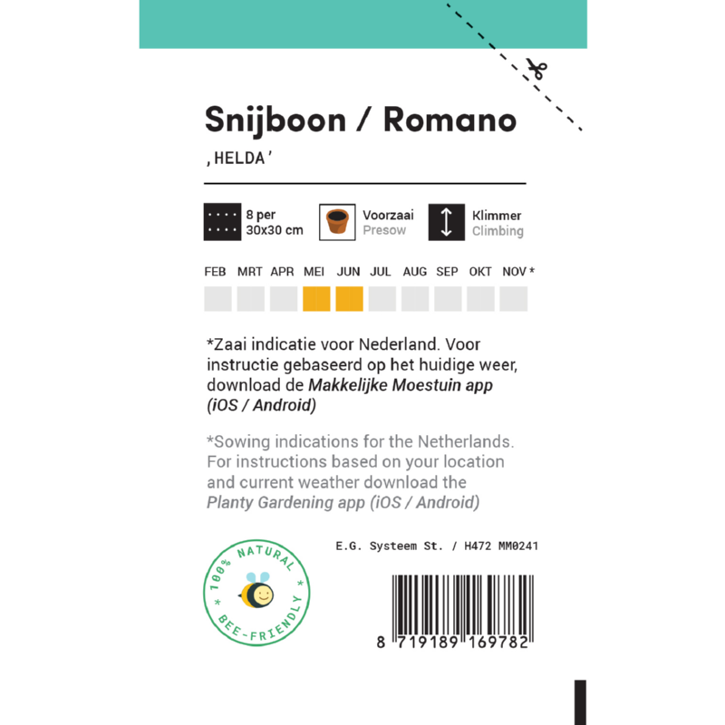 Makkelijke Moestuin Stoksnijbonen Helda