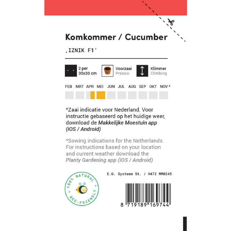 Makkelijke Moestuin Komkommer Iznik F1