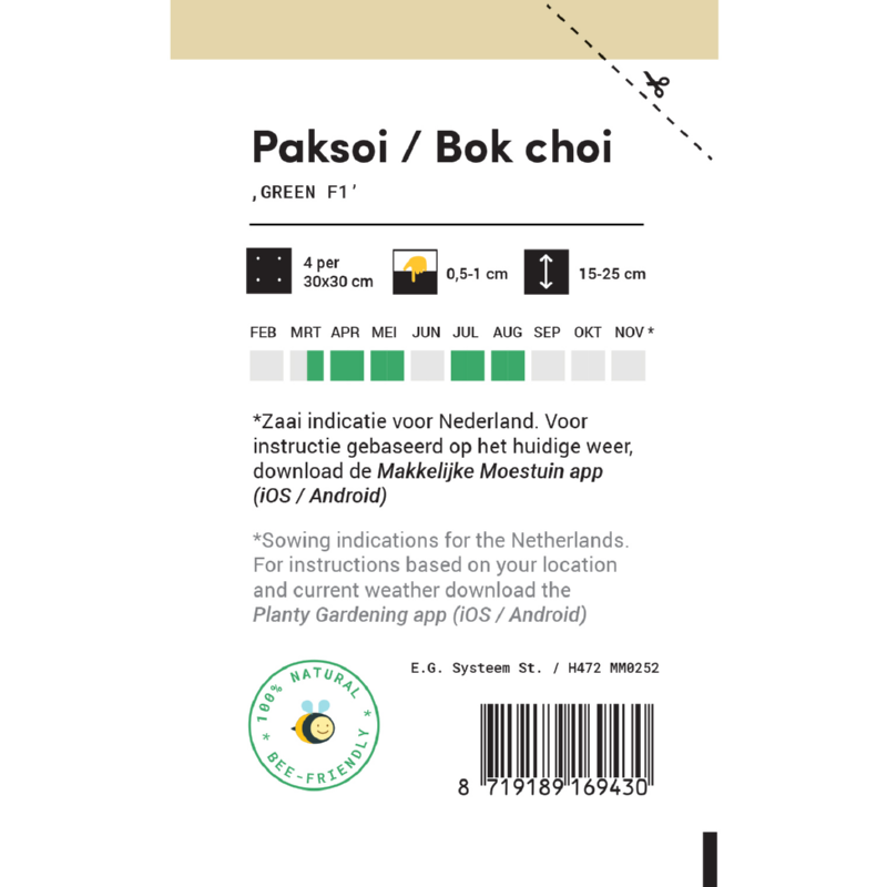 Makkelijke Moestuin Paksoi Green F1