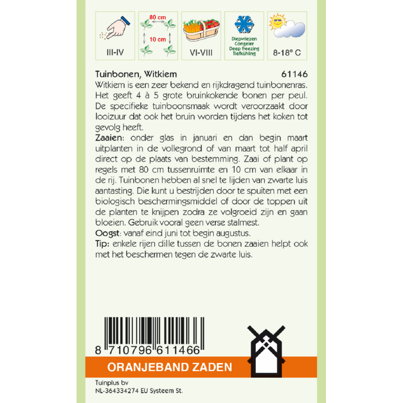 Oranjeband® Broad Beans Witkiem, 250g