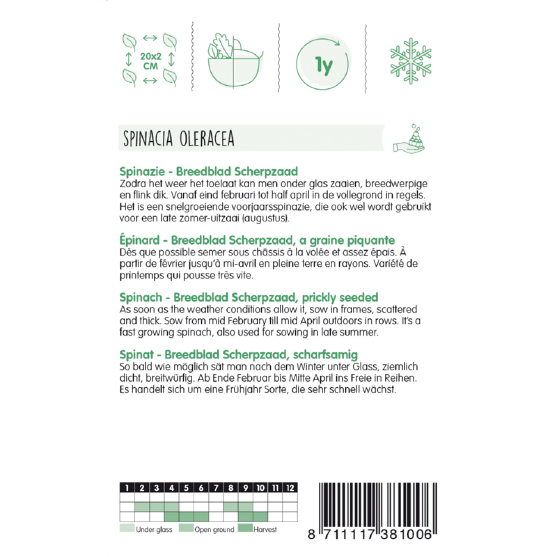 Spinach Prickly Seeded, 250g