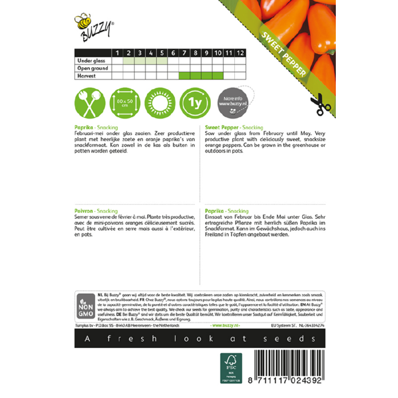 Buzzy® Paprika Snacking mini Oranje Naranja