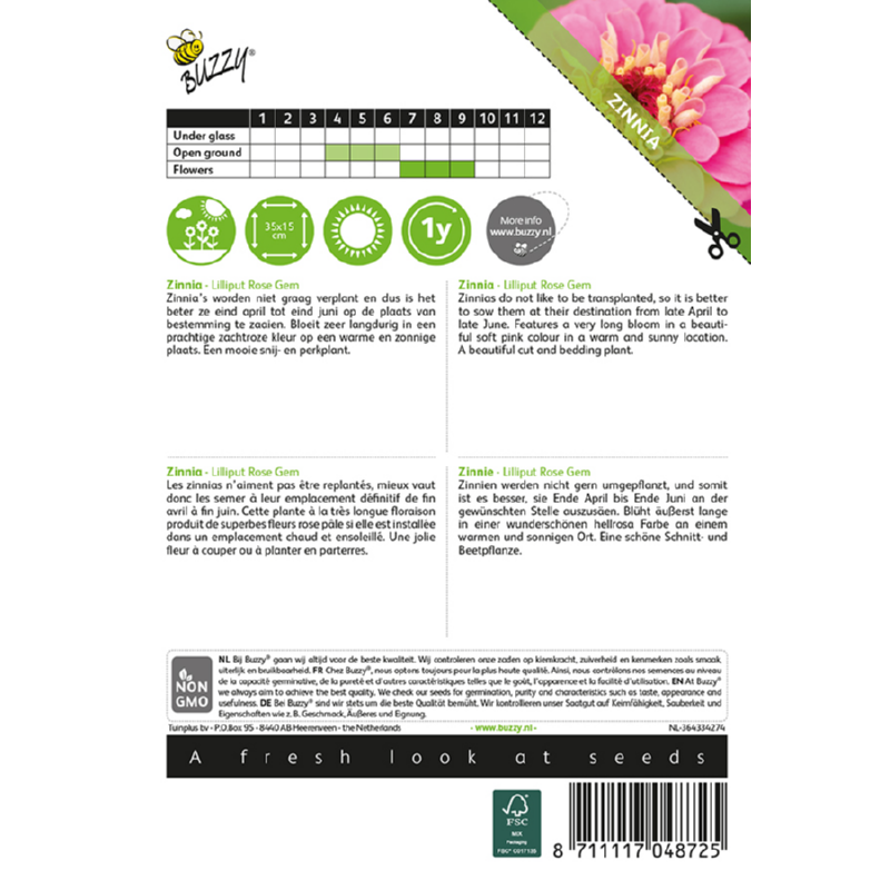 Buzzy® Zinnia Lilliput Rose Gem