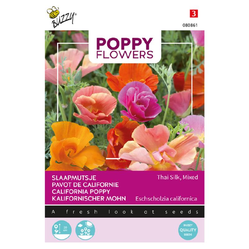 Buzzy® Poppy Flowers, Slaapmutsje Thai Silk