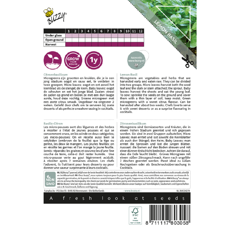 Buzzy® Microgreens, Lemon Basil