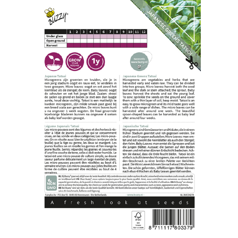 Buzzy® Microgreens, Japanese Greens Tatsoi