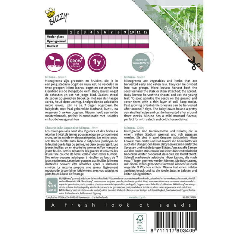 Buzzy® Microgreens, Mizuna Green