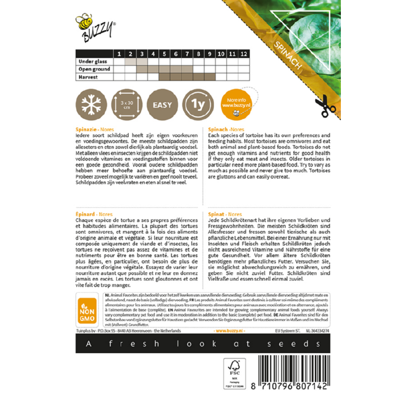 Buzzy® Animal Favorites Spinazie Nores voor Schildpadden