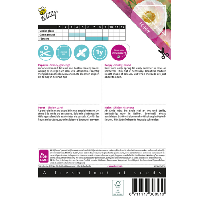 Buzzy® Poppy Flowers Shirley Mixed