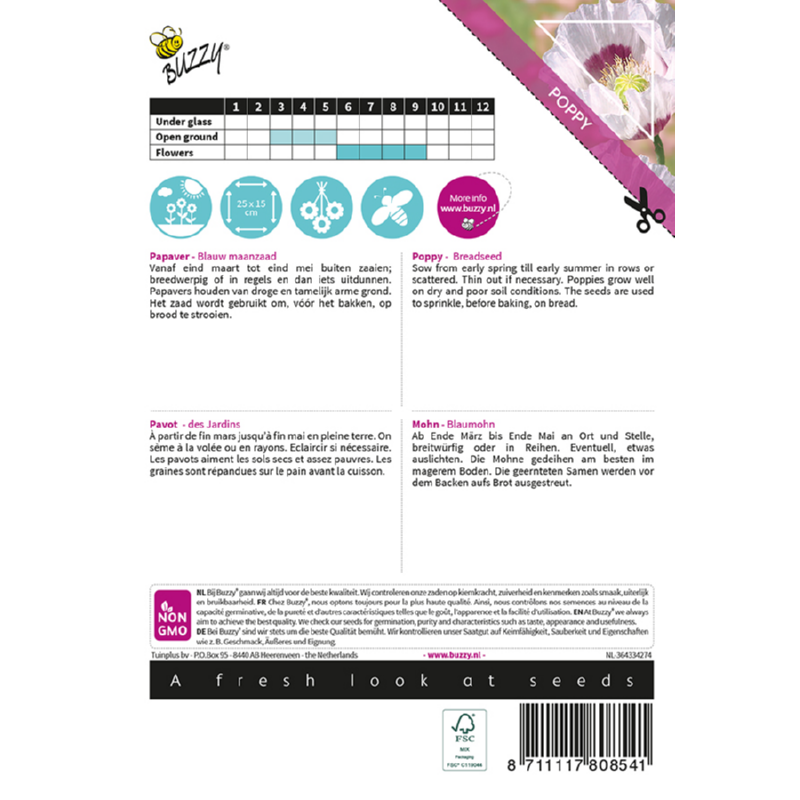 Buzzy® Poppy Flowers Breadseed