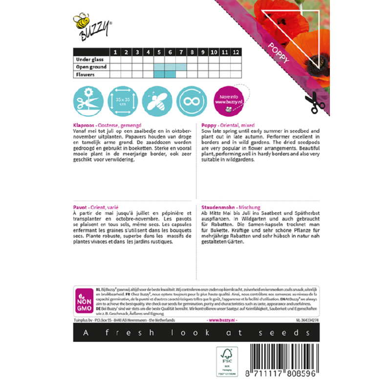 Buzzy® Poppy Flowers, Oosterse klaproos gemengd
