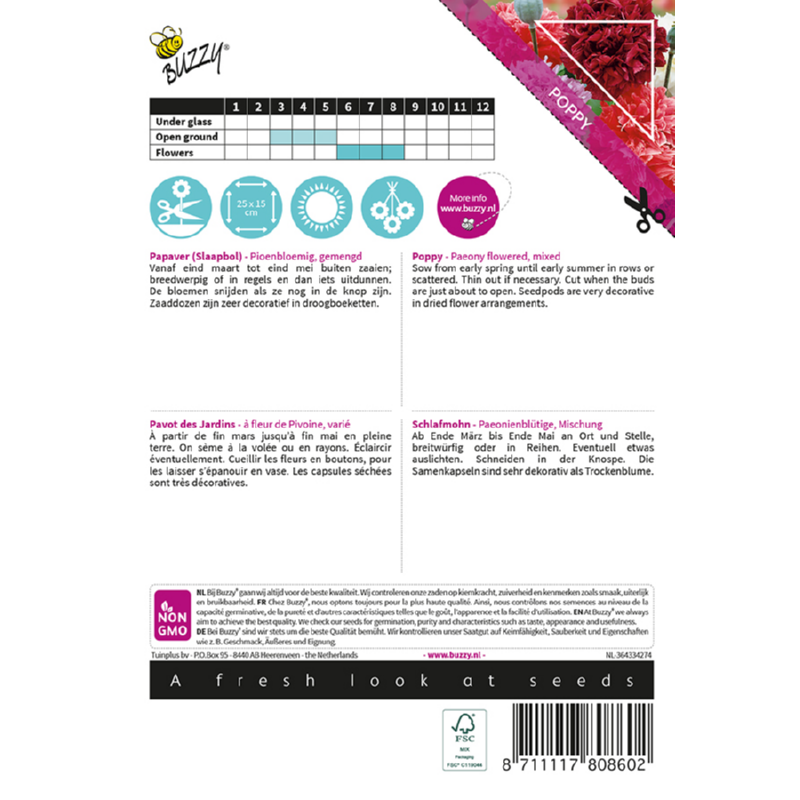 Buzzy® Poppy Flowers, Slaapbol Pioenbloemige papaver