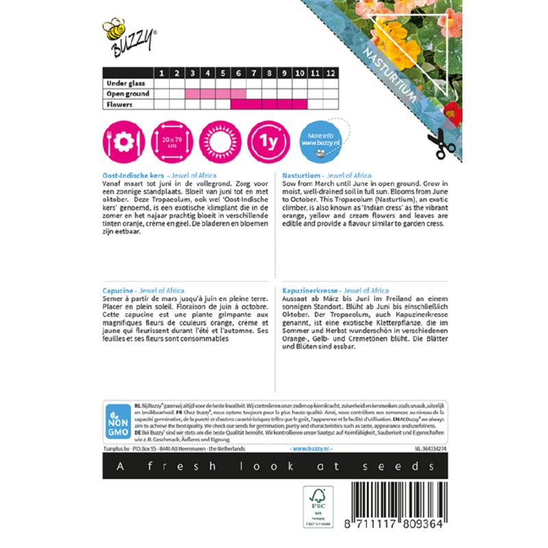 Buzzy® Climbing Flowers, Tropaeolum Jewel of Africa