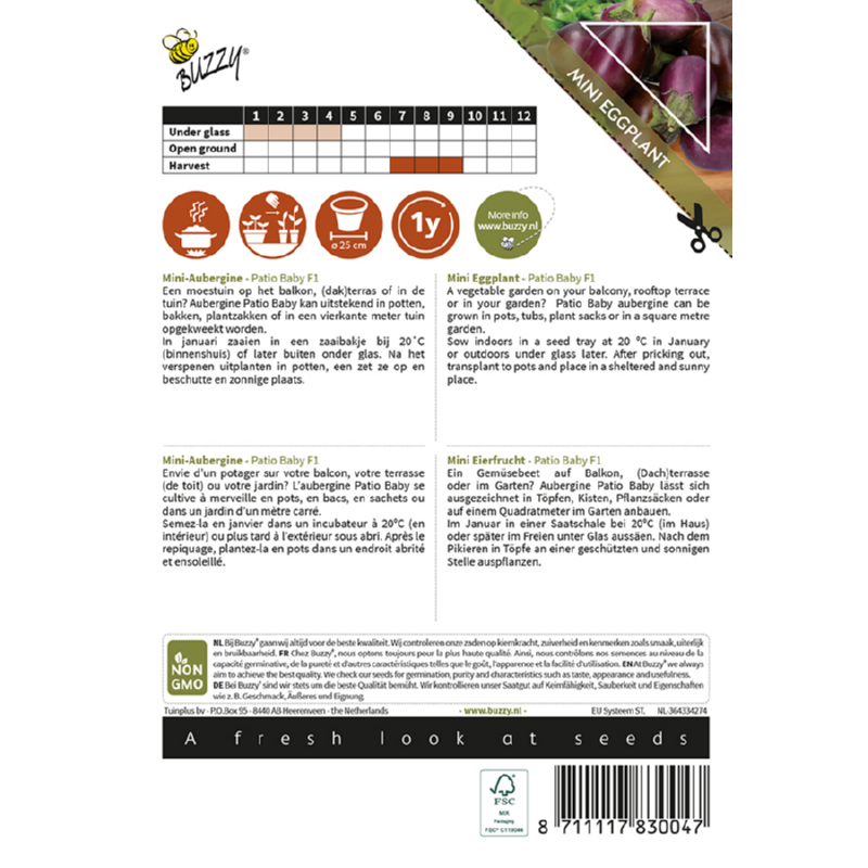 Buzzy® Patio Veggies, Aubergine Patio Baby F1