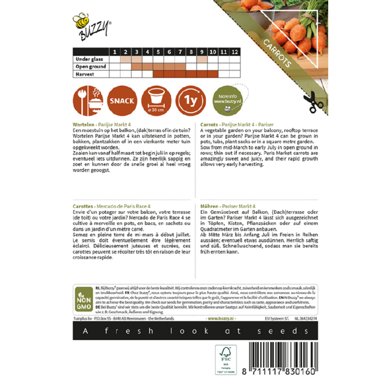 Buzzy® Patio Veggies, Carrots Parijse Markt 4