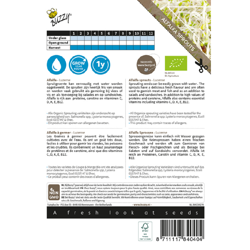 Buzzy® Organic Sprouting Alfalfa (BIO)