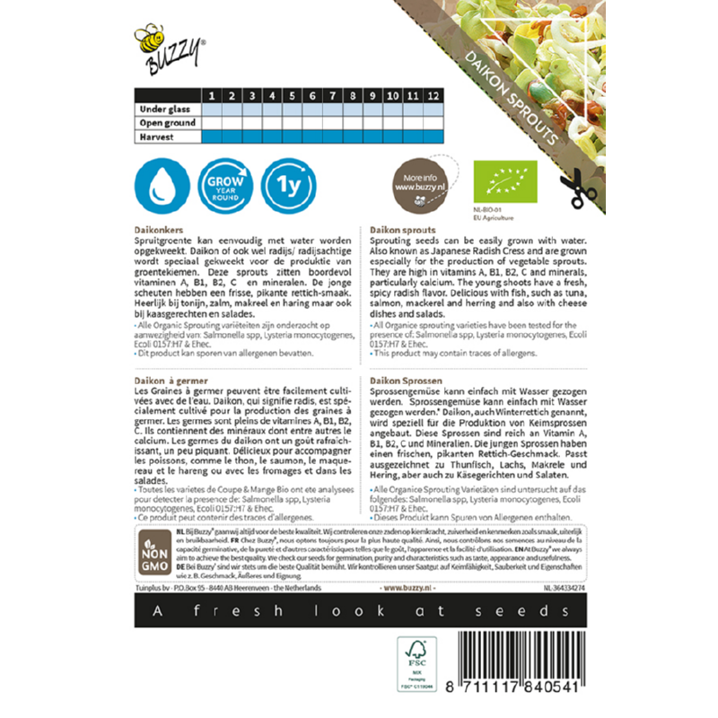 Buzzy® Organic Sprouting Daikonkers  (BIO)