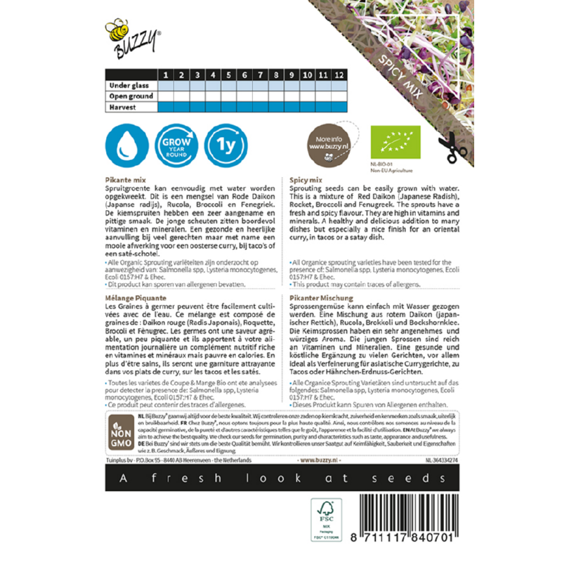 Buzzy® Organic Sprouting Salad Mixed pikant (BIO)