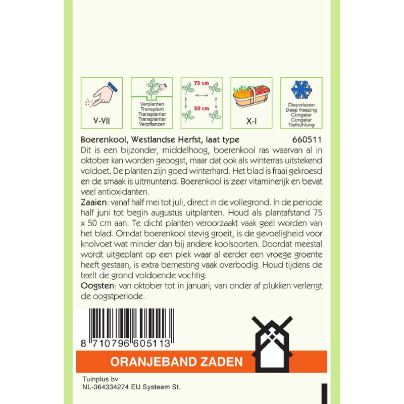 Oranjeband® Borecole or Kale Westland Autumn, 10g