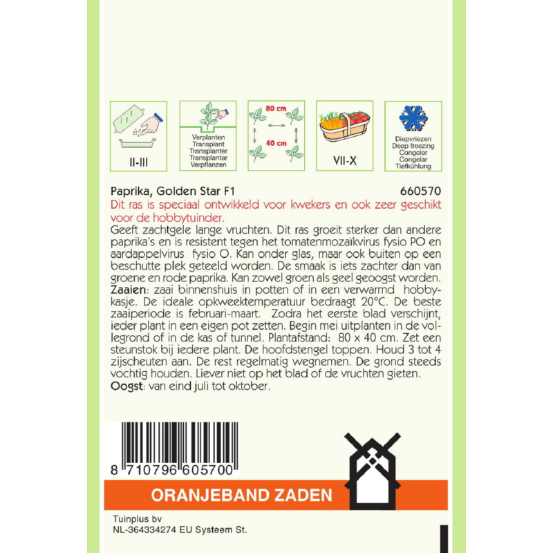 Oranjeband® Sweet pepper Golden Star F1