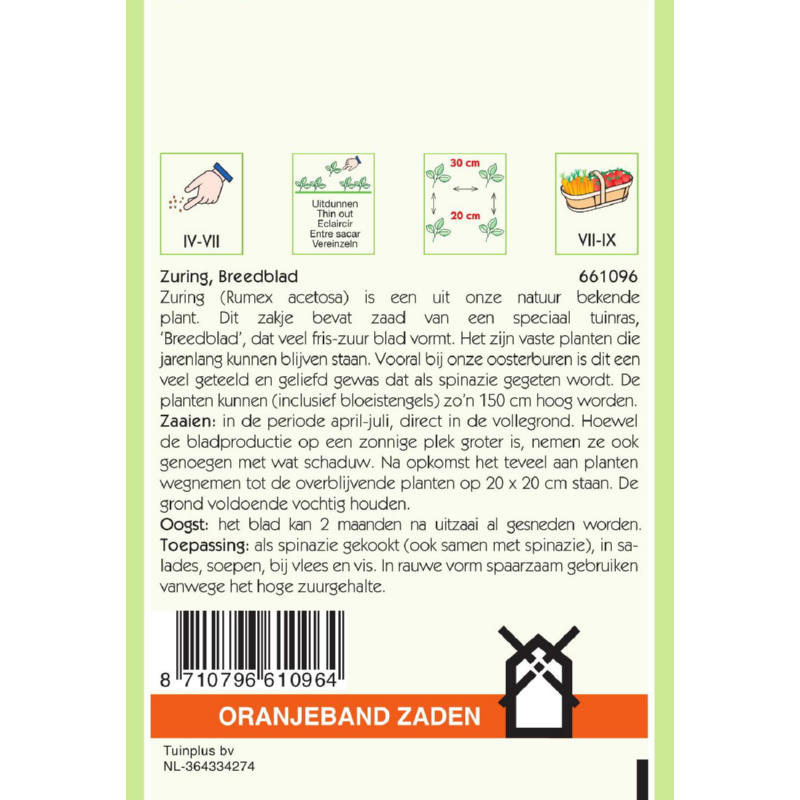 Oranjeband® Rumex Acetosa/Sorrel Br.Leaved