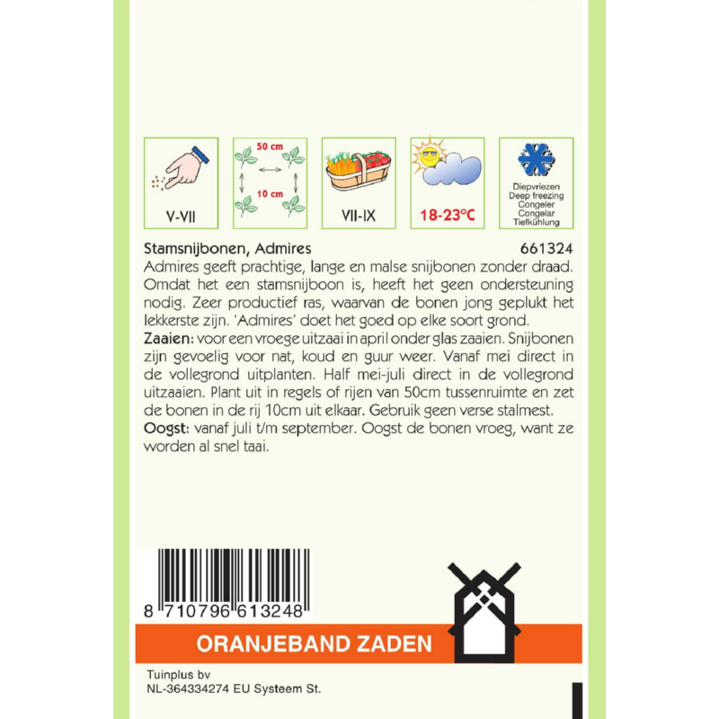 Oranjeband® Dwarf Beans Admires flat podded, 25g