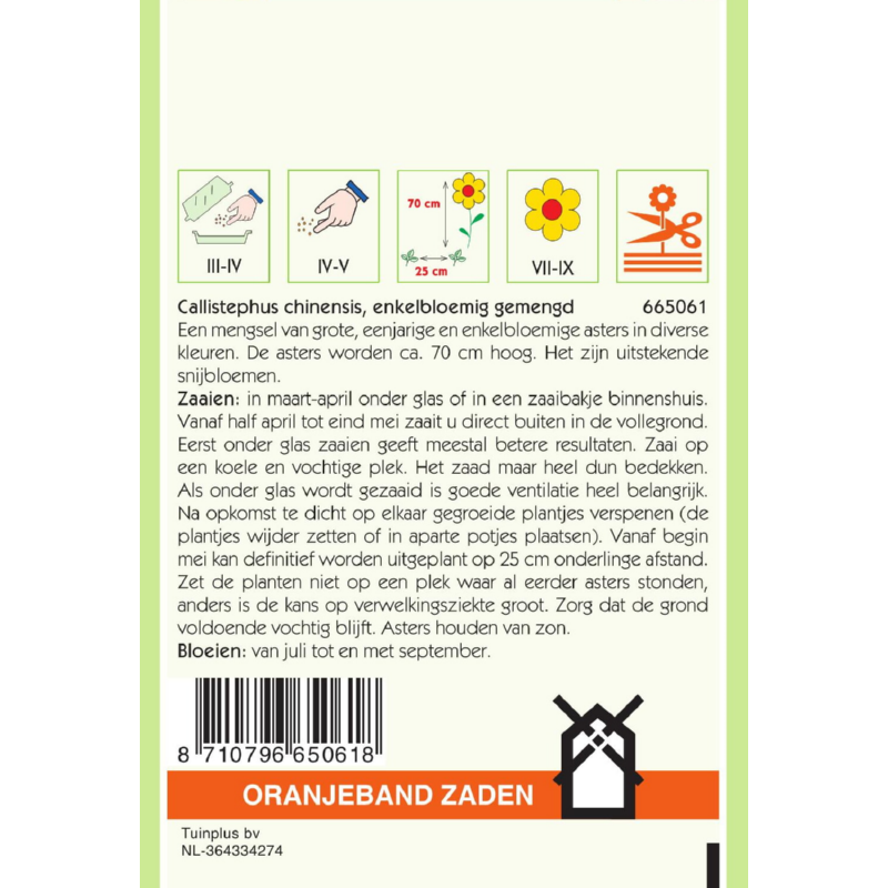 OBZ Callistephus, Aster enkelbloemig gemengd